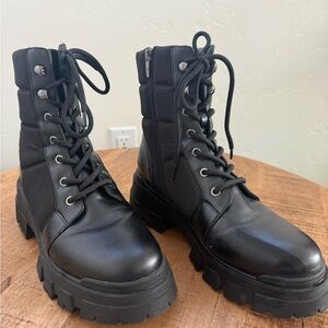 Marc Fisher Black Chunky Lace-Up Boots. Size 10. Never worn.